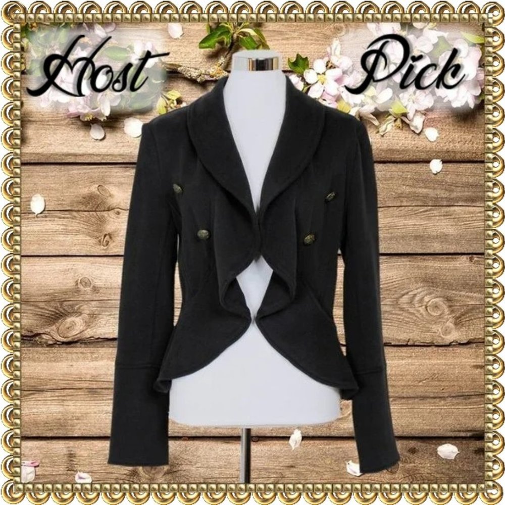 🌟HP🌟Free People Black Open Front Military Peplum Sweater Jacket Size Small